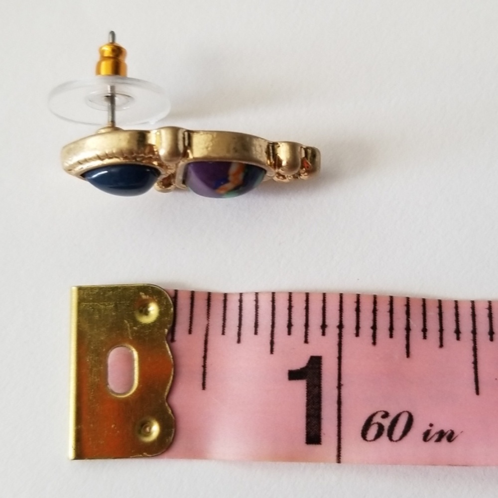 Blue Resin Stones Stud Earrings - Picture 6 of 6